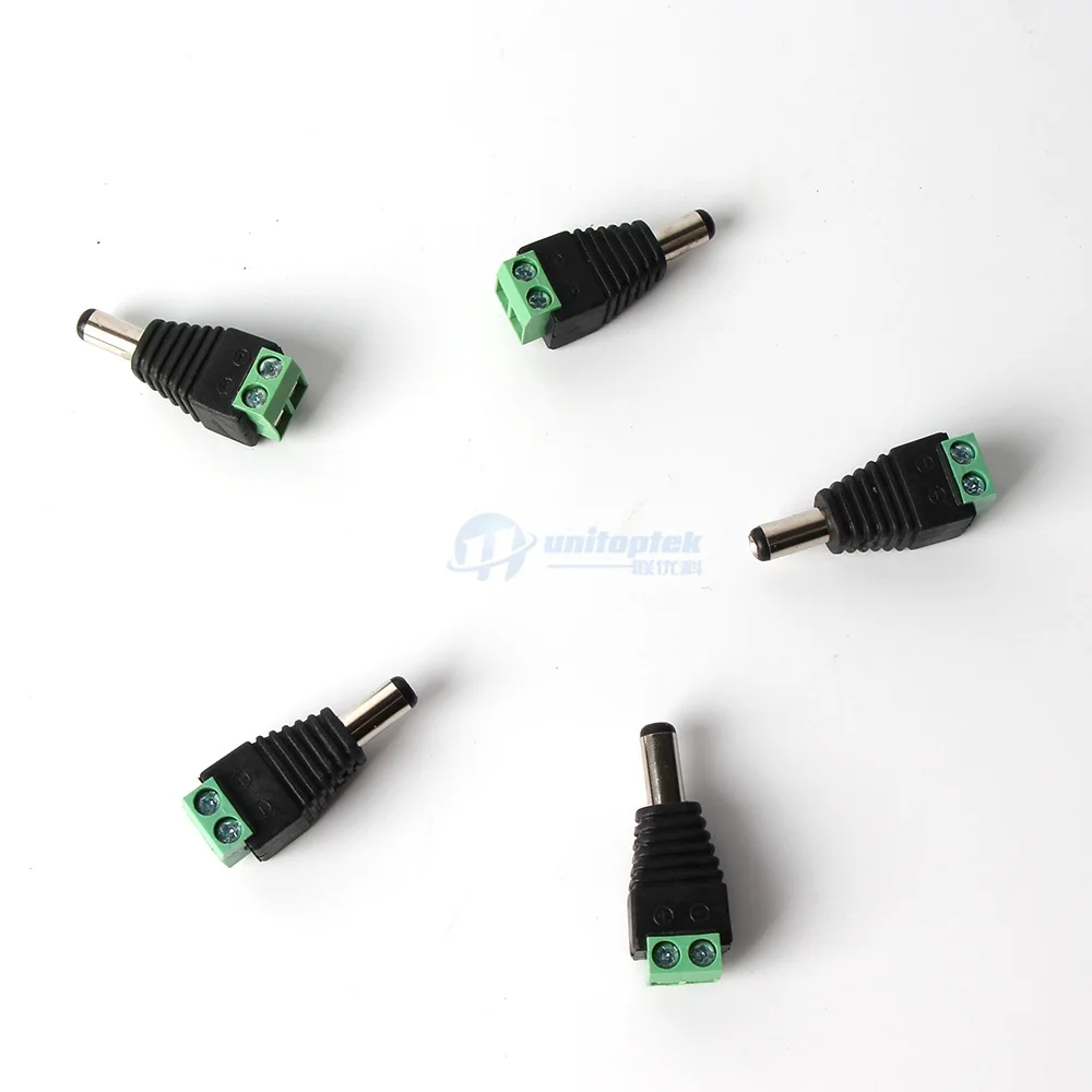 10 / 20 / 50 / 100Pcs/lot 2.1mm DC Connector CCTV Male Plug Adapter Cable UTP Camera Video Balun Connector
