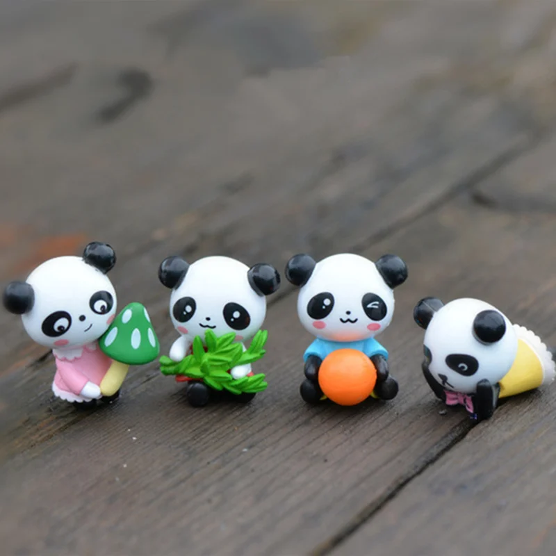 Dreamme 4 styles Naughty Panda 3.7cm PVC Cute Miniature Figurine Anime Action Figure Toys for Home Garden Decor DIY Accessories | Игрушки и