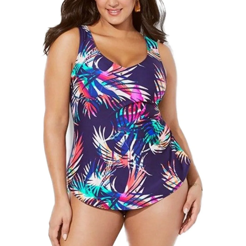 Женский летний купальный костюм для женщин s большой размер пляжный купальник Футболка с принтом высокая Талия бикини размера плюс 30