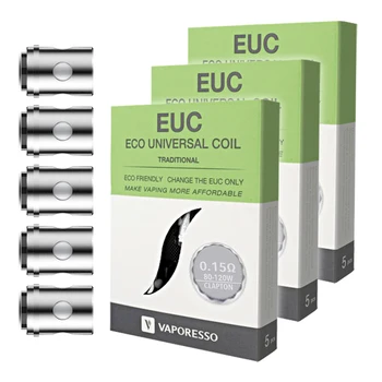 

Vaporesso EUC Traditional 0.15 ohm Clapton Coil Head 15 Pieces for Estoc ORC Gemini Eleaf Pico iJust Aspire Atlantis Tank