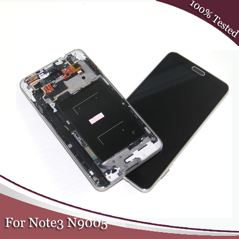 Гарантия Совместимость для samsung Galaxy NOTE 3 Note3 N9005 ЖК-дисплей сенсорный экран с дигитайзером рамка в сборе черный