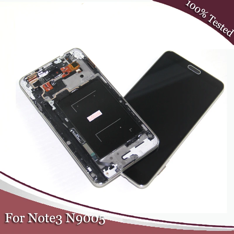 

Warranty Compatible For Samsung Galaxy NOTE 3 Note3 N9005 LCD Display Touch Screen with Digitizer Bezel Frame Assembly Black