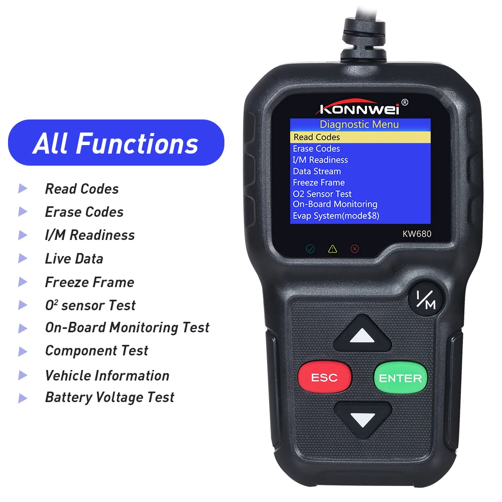 Autos Multi-Languages KW680 OBD2 OBDII CAN Engine Diagnostic Scanner Tool Tester Autos Multi-Languages KW680 OBD2 OBDII CAN Engine Diagnostic Scanner Tool Tester