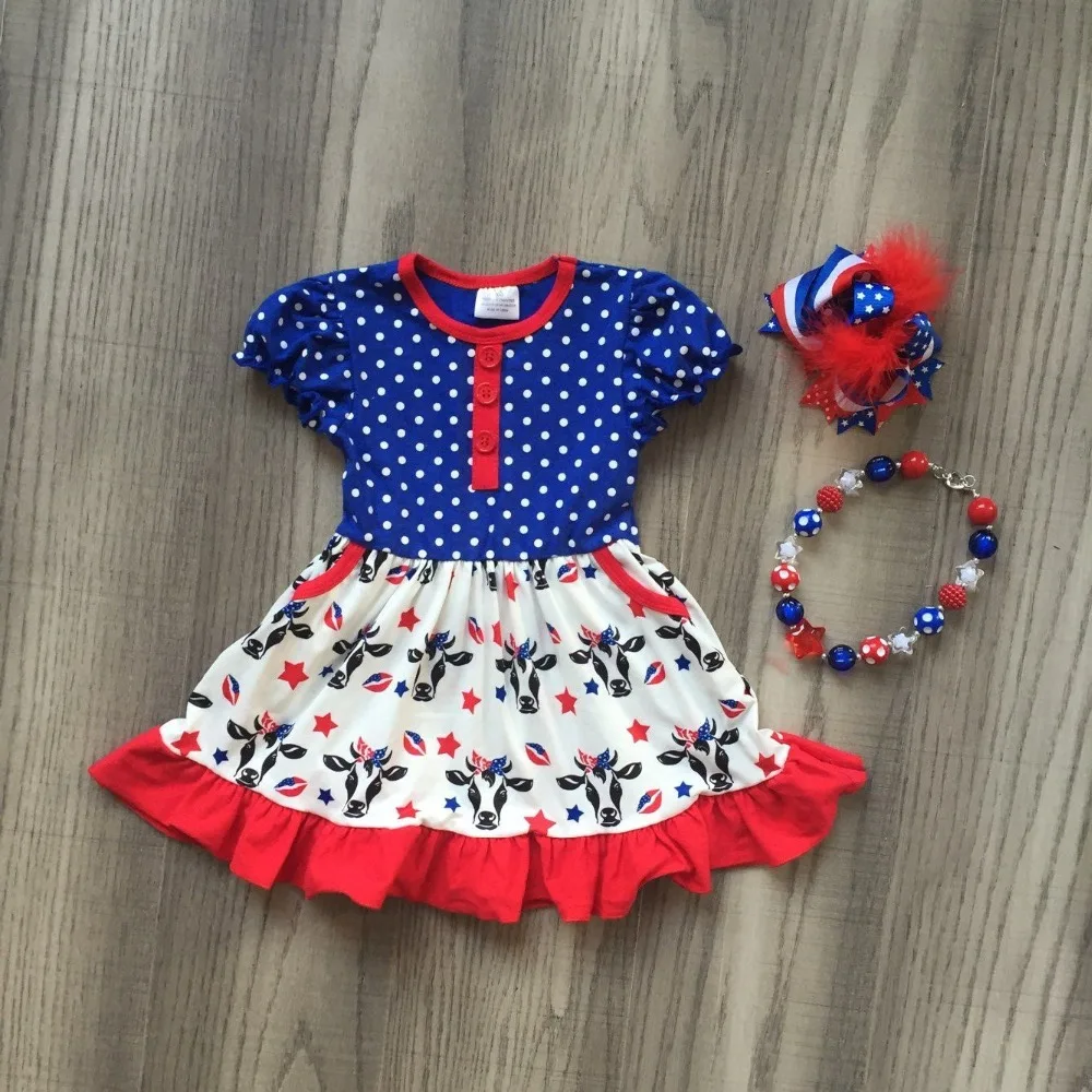 

baby girls summer dress clothing girls 4th of july dress girls cow head dress children girls independence dress with accessories