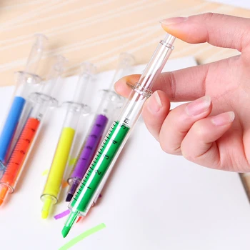 

6PCS Cute Kawaii Novelty Nurse Needle Syringe Shaped Highlighter Marker Marker Pen Stationery School Supplies