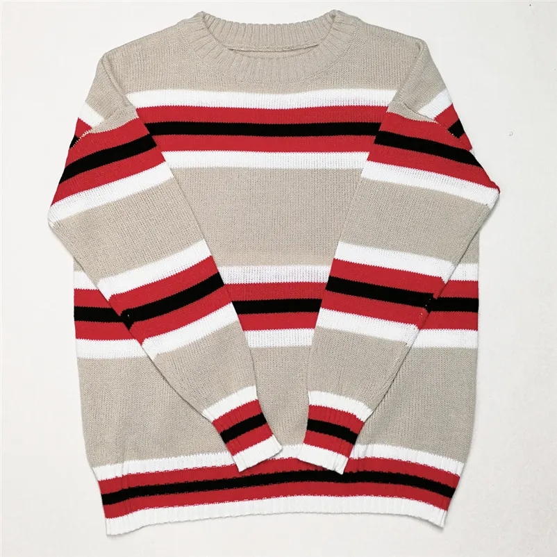 HOT sell sweaters fashion 2018 women Stripe O-neck Long Sleeve Knitting Pullover Knitwear Blouse Sweater Tops invierno A31#N (3)