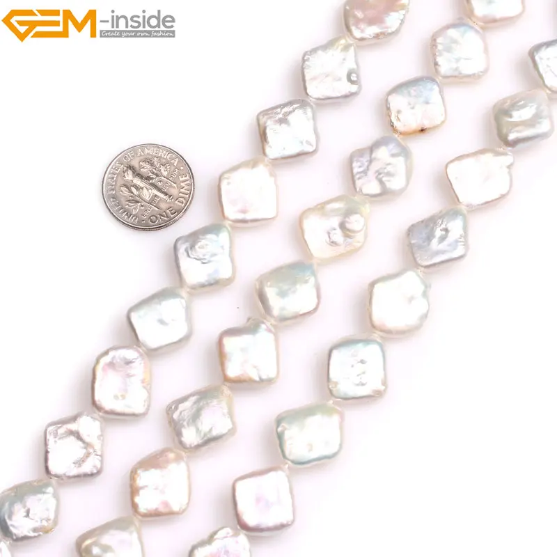 Square Rhombus Freshwater Nuclear Edison Pearls Beads For Jewelry Making 15" DIY 