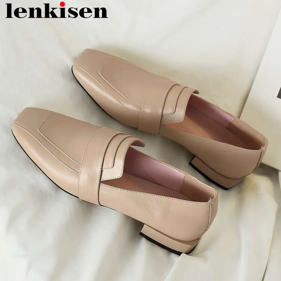 Estilo Bombas De Dedo Pie En Tamaño L49 Resbalón Plus Más 2019 Negro Espana Cuero Campus Cuadrado El Nuevo Zapatos Del Genuino Preppy Bajo apricot Tacón 7anEHqw