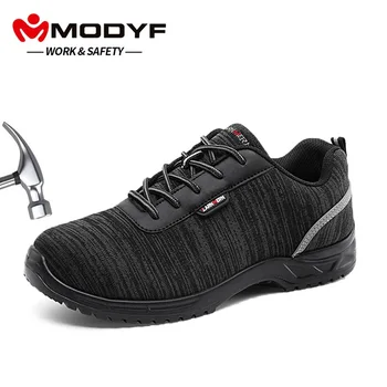 

MODYF Men Composite Toe Work Safety Shoes Lightweight Breathable Anti-static Insole Reflective Non-slip Casual Sneaker