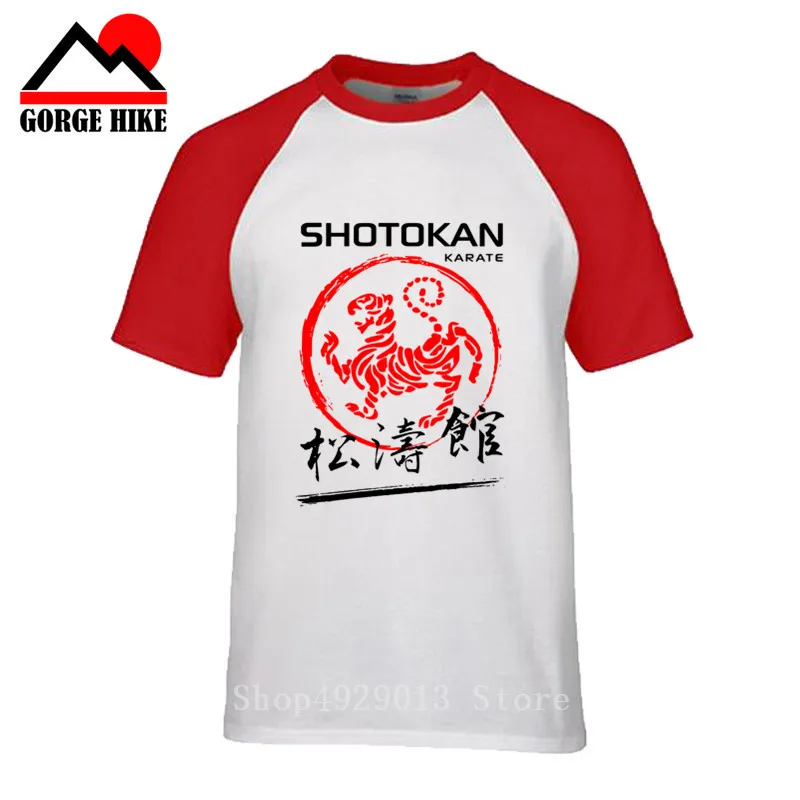Японские Kanji Shotokan каратэ футболки мужские хлопковые летние с коротким рукавом
