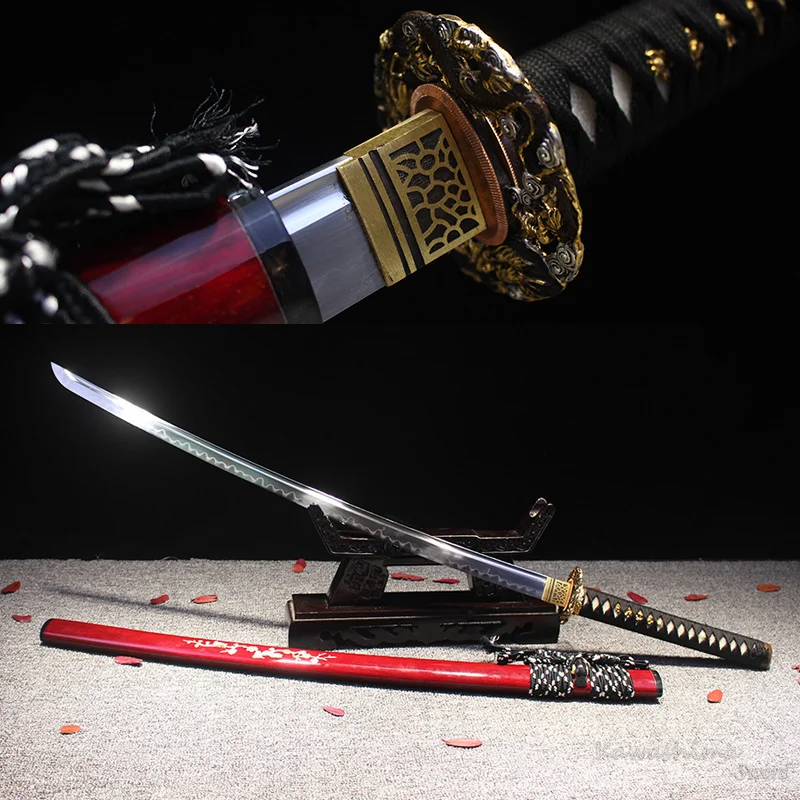 Grade A Japanese Katana Folded Steel Clay Tempered Handmade Sword Real