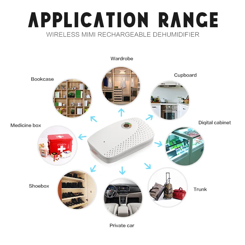 Мини-совместимый осушитель воздуха, энергетический перезаряжаемый экологический экономичный влагопоглощающий осушитель, шкаф для дома и автомобиля