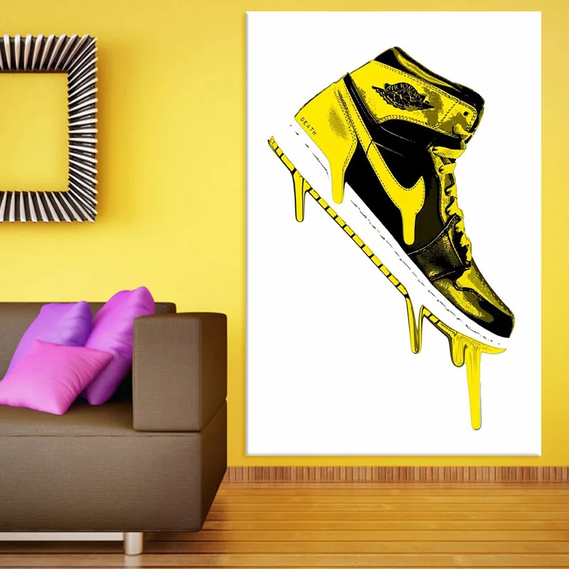 

Hand painted graffiti art style oil painting nike sport shoes graffiti art abstract modern for living room street art