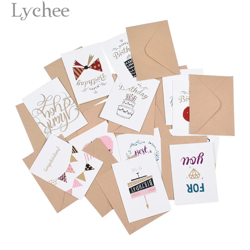 Lychee металлический цветок с днем рождения открытки красочные поздравительные открытки с конвертом фестиваль свадебные приглашения принадлежности - Цвет: 1