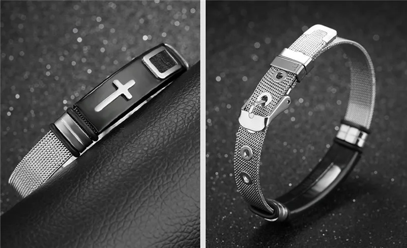 Jiayiqi модные браслеты из нержавеющей стали с крестом для мужчин серебряный и черный браслет панк ювелирные изделия мужские подарки Иисуса