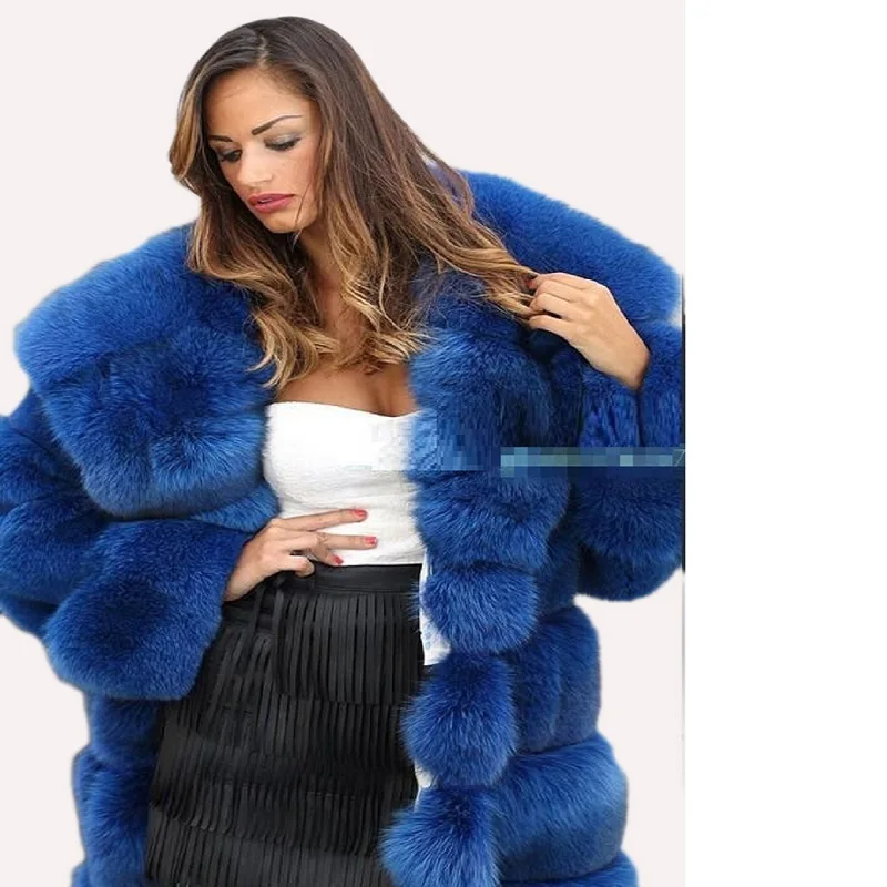 Женская куртка из искусственного меха размера плюс 4XL модная синяя парка с