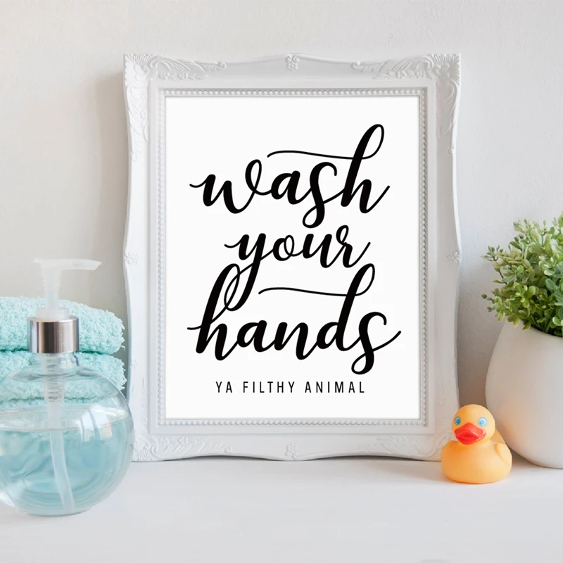 Wash Your Hands Wall Art Print Bathroom Decor