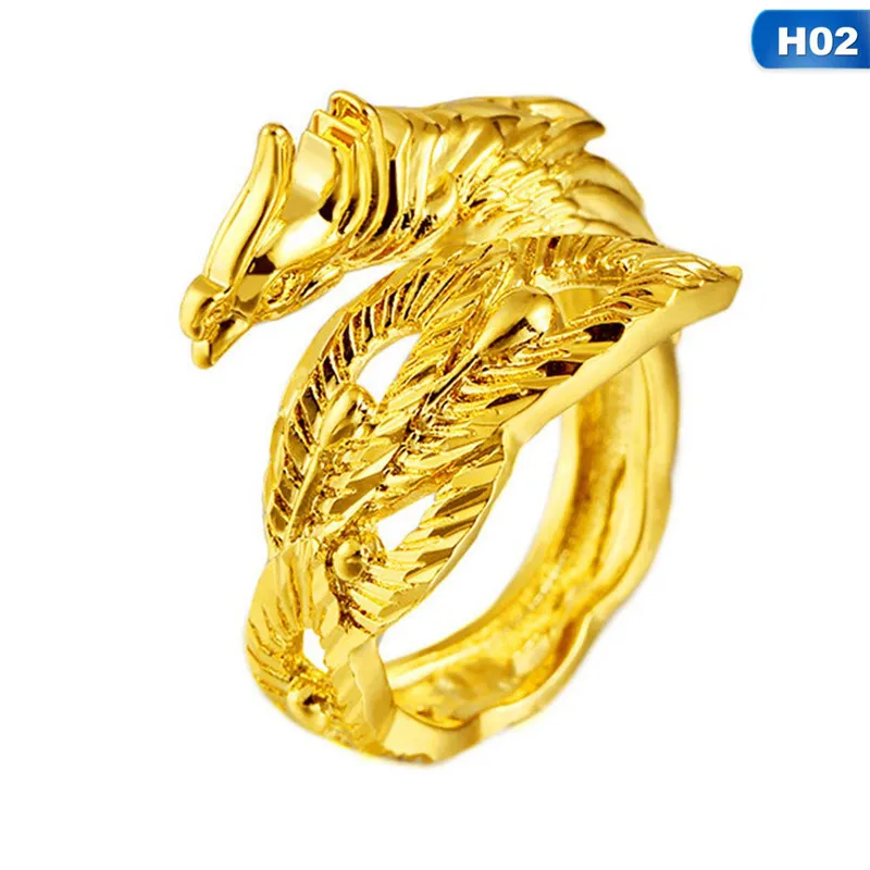 

Gold Dragon Phoenix Couples Wedding Rings Adjustable Jewelry Wholesale