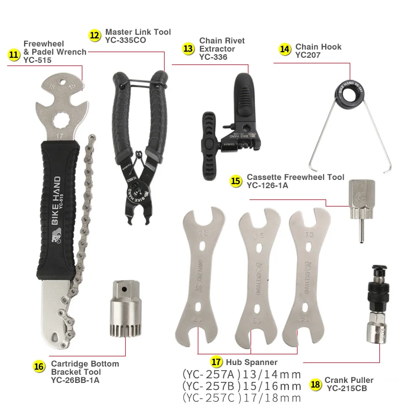 US $64.90 Bikehand Yc721 728 Bicycle Service Tool Kit Multiple Function Crank Bb Bottom Bracket Hub Freewheel Pedal Spoke Chain Service