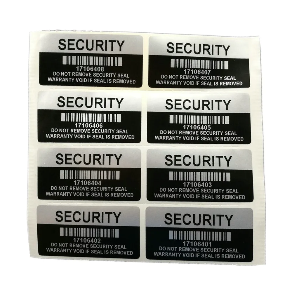 

1000 pieces Silver Color VOID Security Labels Removed Tamper Evident Warranty Sealing Sticker With Serial Number And Barcode