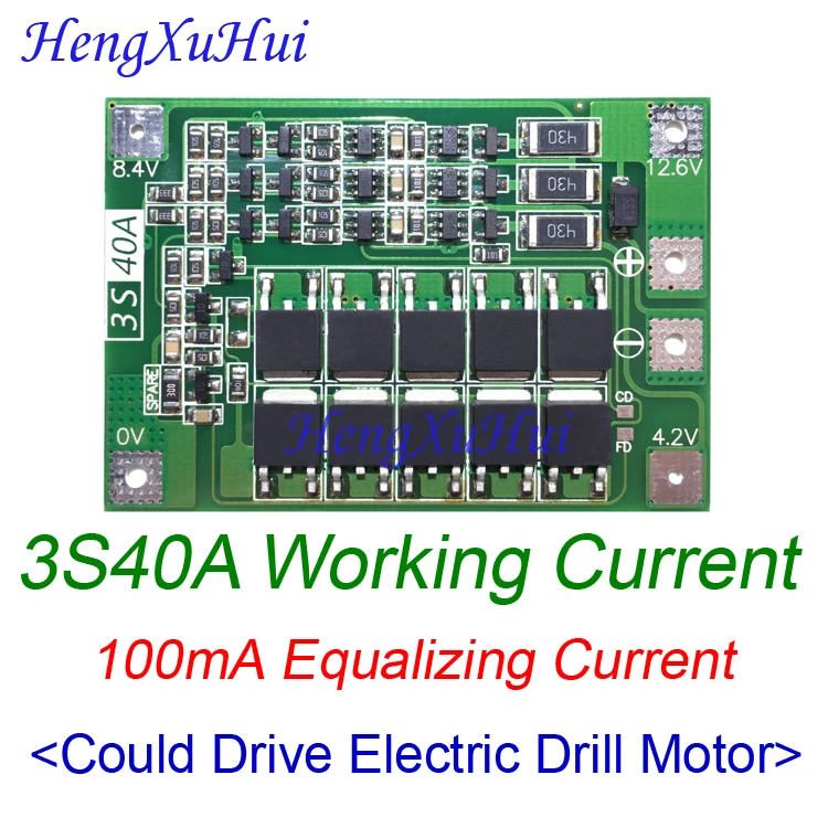 3S 40A BMS 18650 Lipo зарядное устройство Защитная плата BMS привод дрель мотор 11,1 В 12,6 в(баланс выравнивается зарядка опционально