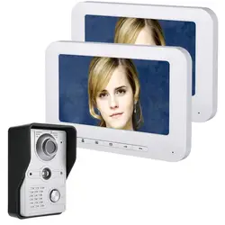 7-дюймовый 2 Мониторы видео дверь домофон комплект 1-Камера 2-монитор Ночное видение с IR-CUT HD 700TVL Камера