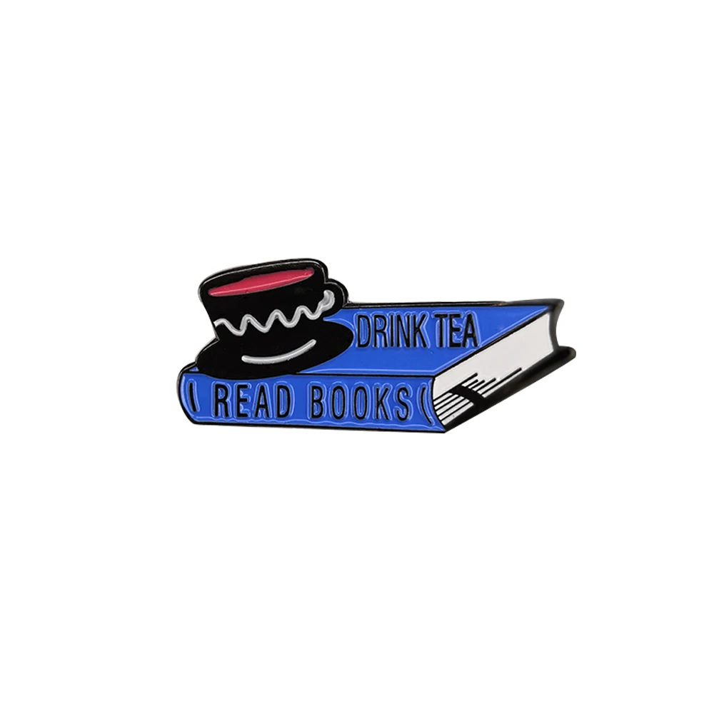 Пить чай и читать книги эмаль Pin литературный Bookish значок книжный червь лучший