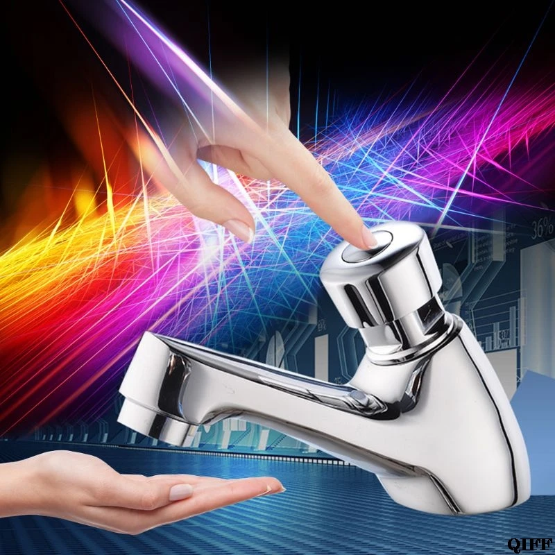 

Auto Self Closing Water Saving Tap Bathroom Basin Cold Faucet Delay Push Button Mar28