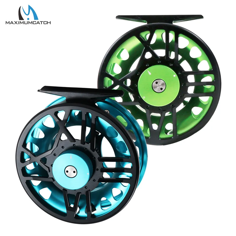 

Maximumcatch TimeFly 5/6/7/8wt Fly Reel CNC Machined Cut Aluminum Teflon Disc Drag System Fly Fishing Reel Blue/Green Color