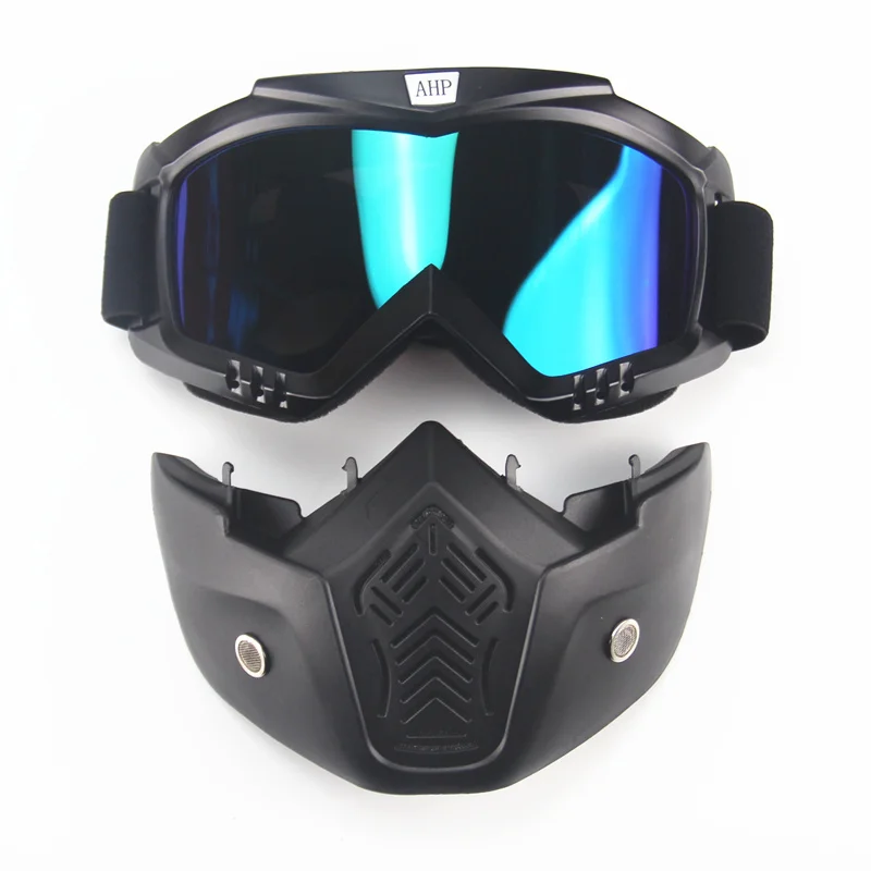 Модульная маска для мотокросса, съемные очки и фильтр для рта, идеально подходит для открытого лица, мотоциклетный полушлем или винтажный