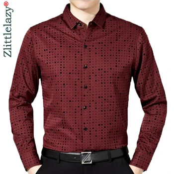 

2019 male fashion brand casual business slim fit men shirt camisa long sleeve pllka dot social shirts dress clothing jersey 374