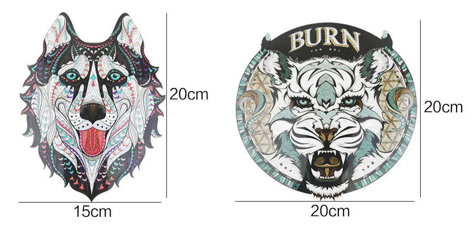 Large Animal Patches Stickers A-level Washable Large Fox Dog Tiger Leopard Heat Patch Transfer Iron On Patch For Clothes Fabric(3)