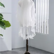 Сапфир Свадебные кружева короткие фату вело де Novia вуаль Mariage 2 яруса кружева свадебная фата для невест с расческой