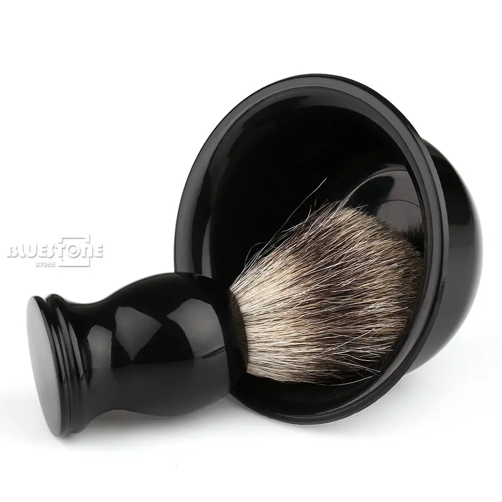 Best Badger Bristle Hair Shaving Brush + Metal/Plastic Bowl Mug Barber