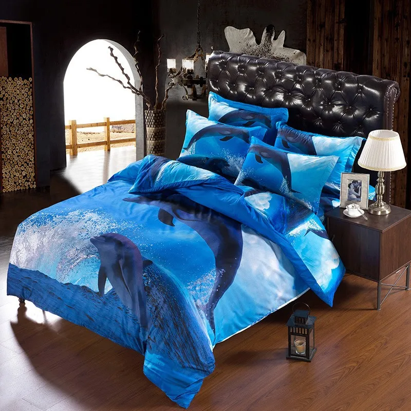 Sale Dolphins In The Sea 3d Print 7 Pcs Bedding Sets Queen Super King