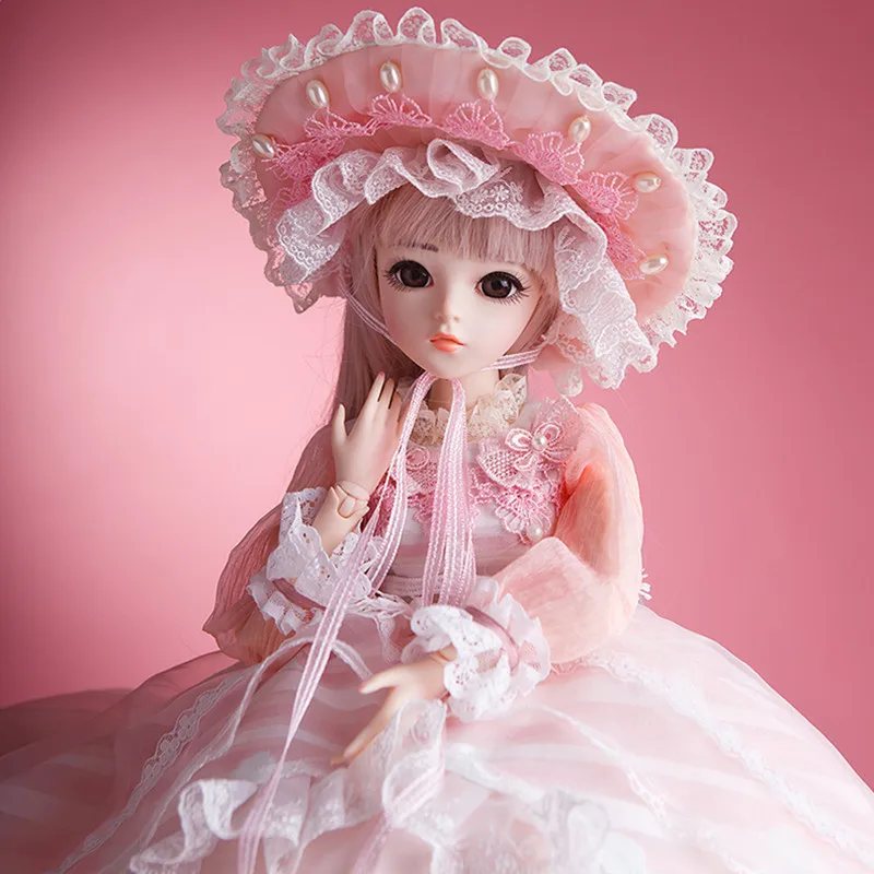 60 см BJD куклы 1/3 Милая принцесса SD куклы с розовым платьем парики обувь шляпа макияж Кукла реборн Рождество Yeat подарок