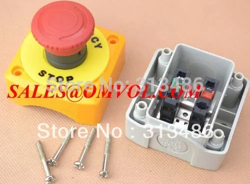 

Emergency stop e-stop pushbutton box with mushroom switch