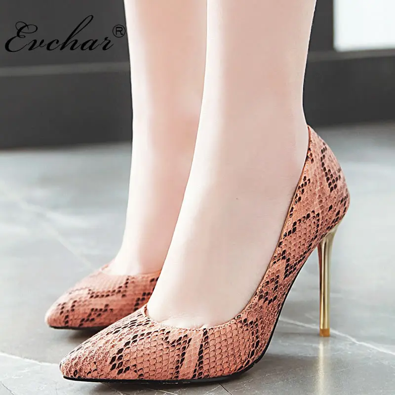 

EVCHAR spring autumn nightclub super high heels fashion shallow mouth low shoes pointedtoe stiletto dress shoes big size 32-46