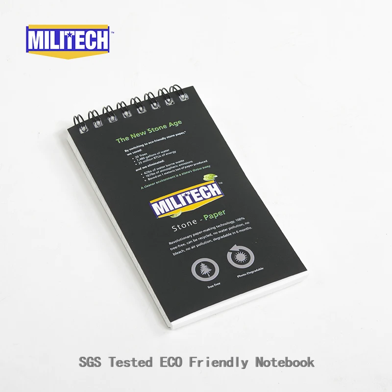 Militech 친환경 분해 가능한 스톤 파우더, SGS 및 PIDC 테스트, 전술 전천후 노트북, 방수 제작, 3 인치 x 5 인치