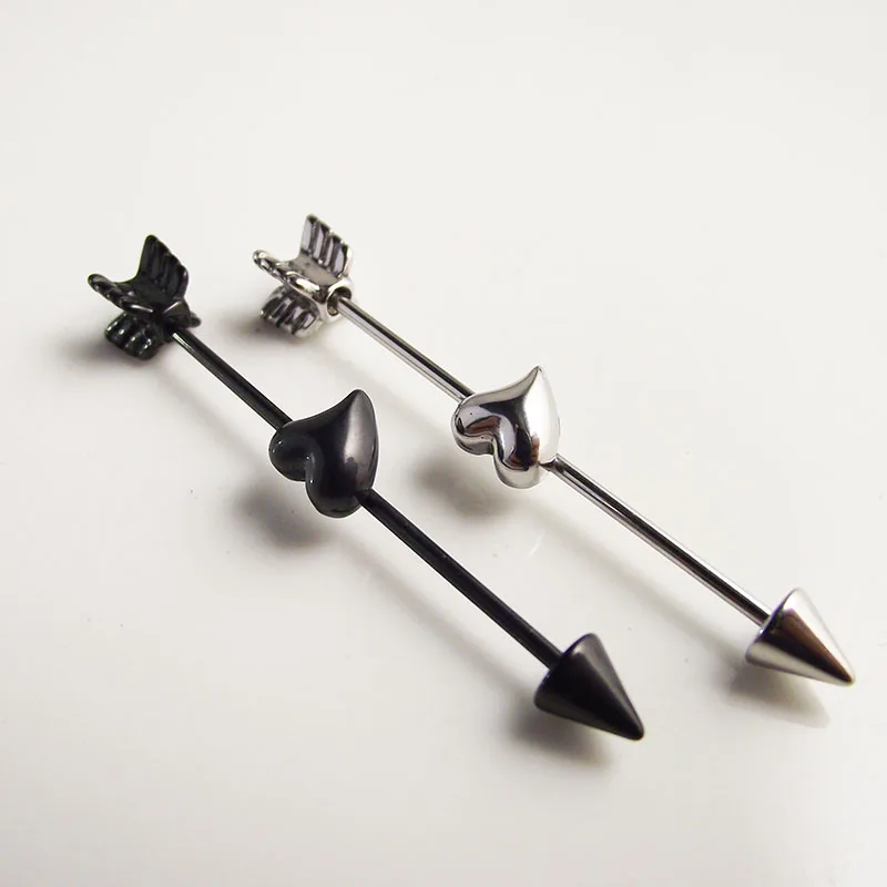 Isayoe Arrow Love Heart 16G 35mm Long Industrial Barbell Surgical
