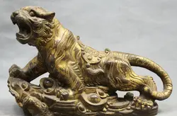 13 "Китайский Бронзовый Знак Год Тигра деньги богатство Юань Бао статуя скульптура R0711 Скидка 35%