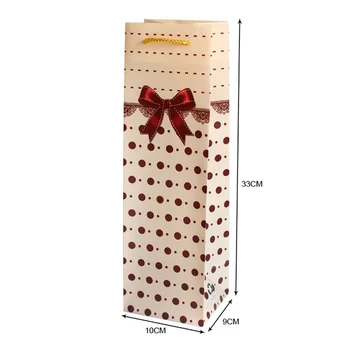 

4C Printed Frosted Wine Packing Bags 33x10x9cm Dots Tie Cravat Champange Carrier PP Rope Juice Gift Bottle Carrier Jar Xmas Bags