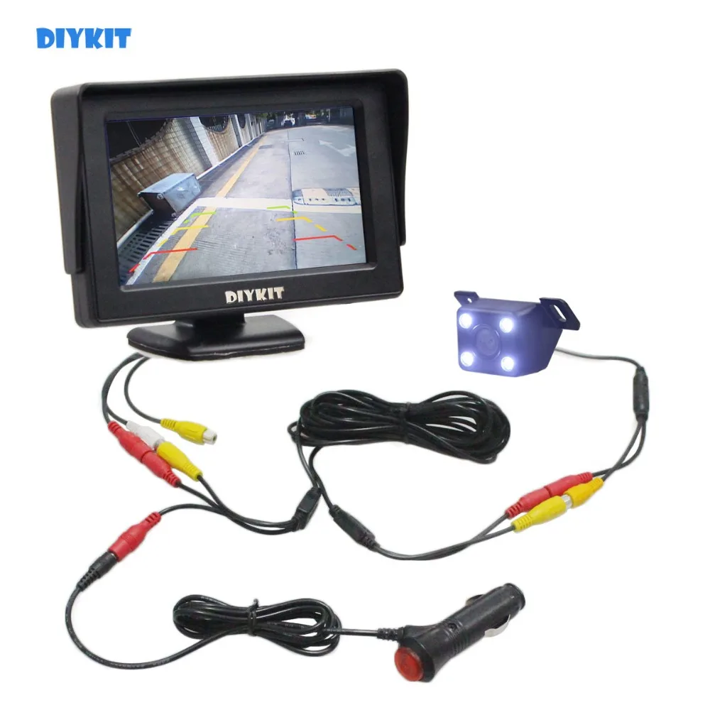 

DIYKIT Wired 4.3 Inch TFT LCD Car Monitor + LED Night Vision Rear View Car Camera Parking Assistance System Kit