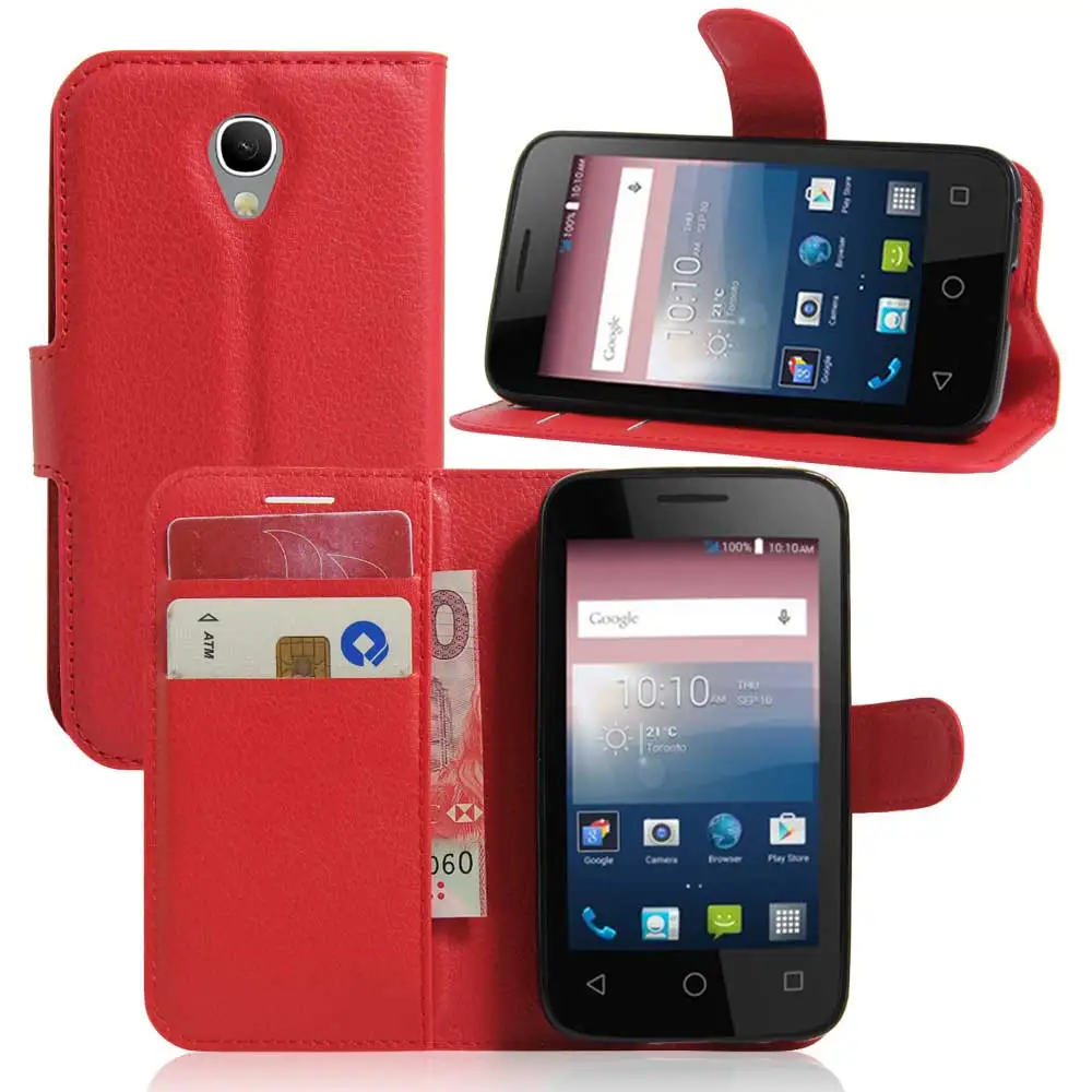 

YINGHUI Wallet PU Leather Case For Alcatel Onetouch Flash Mini OT4031D Flip Book Style Phone Case Cover With Card Holder Stand