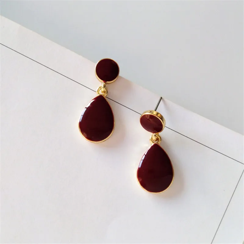 Темпераментные геометрические серьги, модные серьги с джокером, сделанные в древнем стиле, нежные серьги, подарок, ювелирные изделия - Окраска металла: Red stud earrings