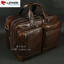 LEXEB Brand Leather Men’s Briefcase 15.6 Inches Laptop Business Travel Bags 42 CM Large Capacity With Double Zips Open Coffee
