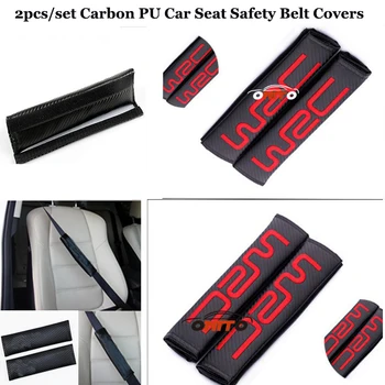

Auto safety Belts 2pcs/set Carbon PU for WRC logo car seatsCar seat belts padding covers For peugeot porsche renault toyota
