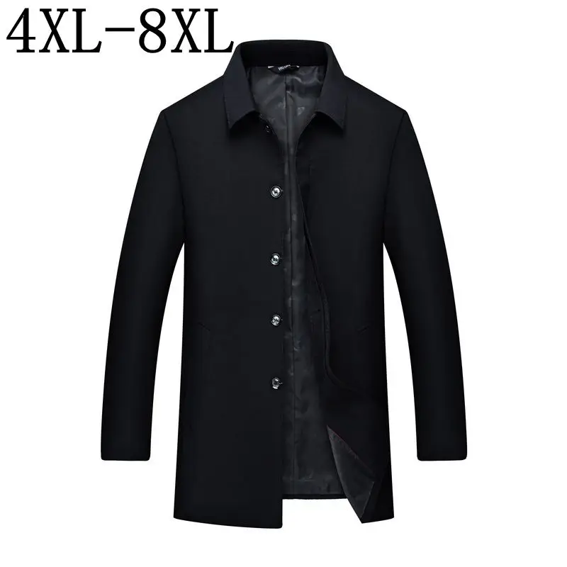 

Plus Size 6XL 7XL 8XL 2018 New Autumn Trench Coat Men Brand Clothing High Quality Male Long Black Trench Coat Mens Overcoat