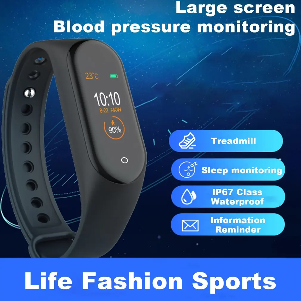 

M4 Sport Wristband Smart Watch Bracelet Band Fitness Tracker Color Screen Waterproof Bluetooth Bracelet in Stock