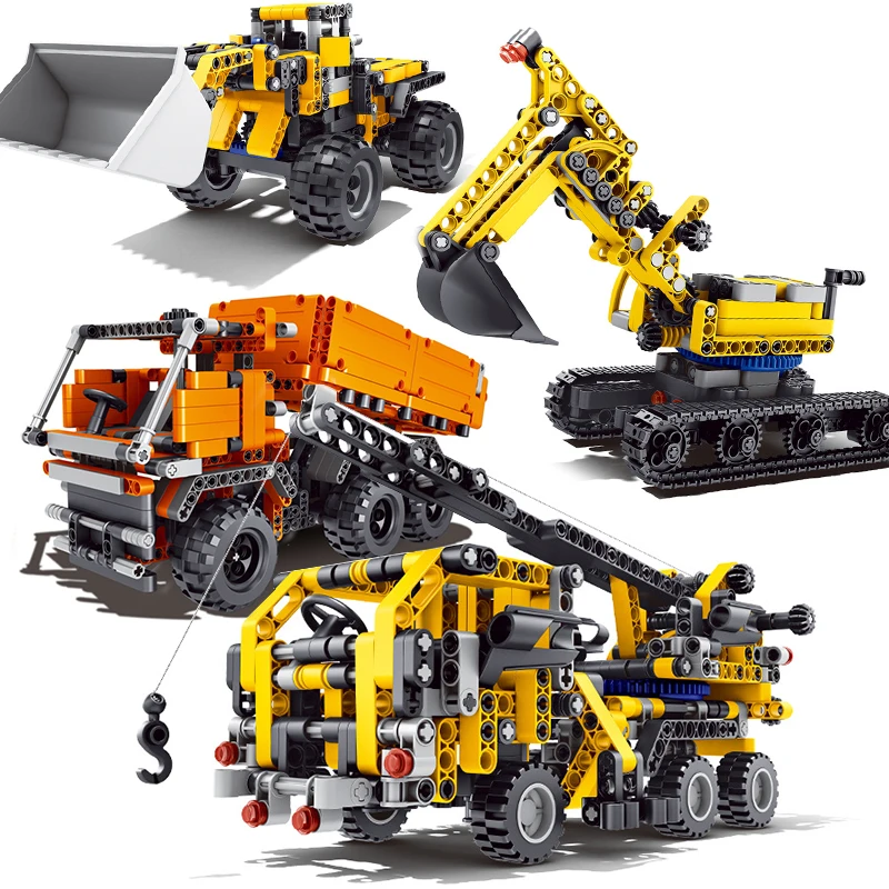 

Engineering Machine Wheel Crane Dump Truck Crawler Excavator Compatible Legoing Technic Construction Vehicle Building Block Toys